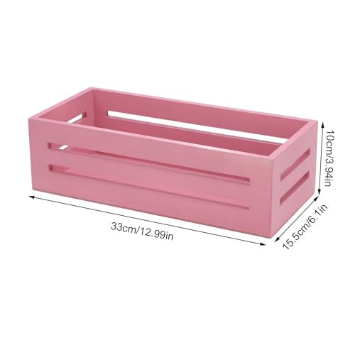 NOENNULL Wooden Storage Basket Wooden Storage Basket Multifunctional Pink Storage Crate Box for Bathroom Bedroom Toilet Paper 1299 X 61 X 394in - Image 3