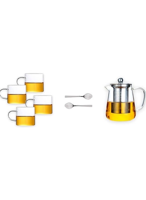 PESCADOR Glass Teapot with Stainless Steel Removable Infuser, Borosilicate Glass Teapot for Stovetop Safe, Tea Pot, for Tea, Blooming Tea, Loose Tea, Flowering Tea 950Ml Transparent