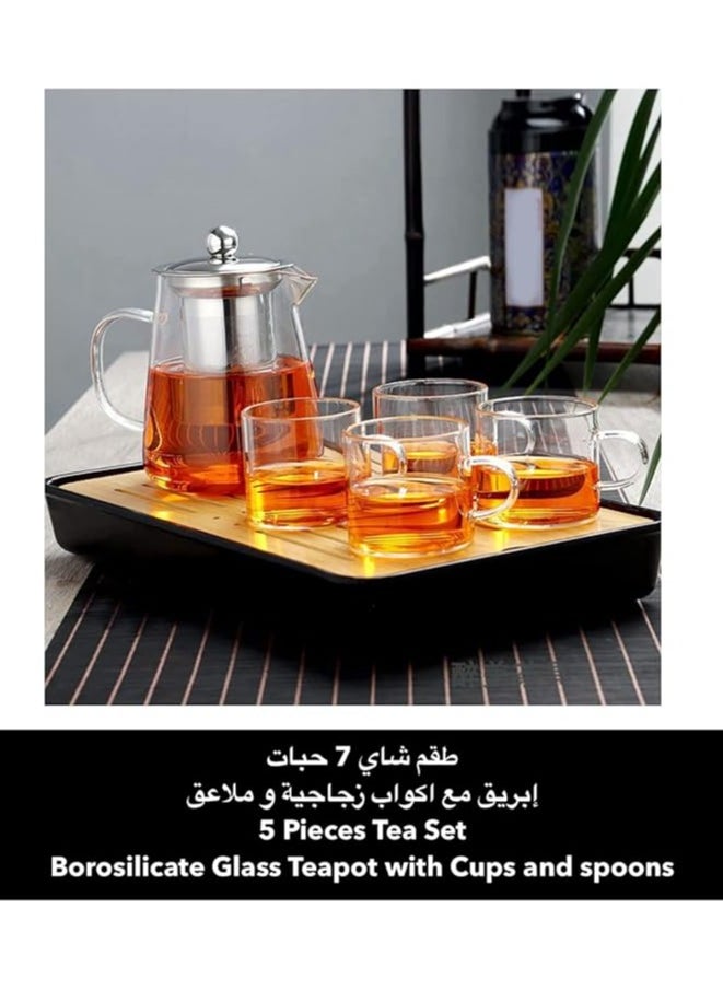 PESCADOR Glass Teapot with Stainless Steel Removable Infuser, Borosilicate Glass Teapot for Stovetop Safe, Tea Pot, for Tea, Blooming Tea, Loose Tea, Flowering Tea 950Ml Transparent