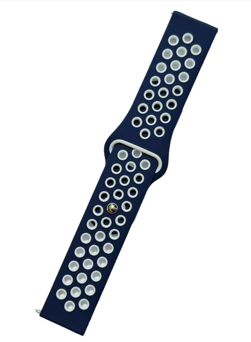 شريط ساعة رياضي من السيليكون مقاس 20 مم لـ  لساعة سامسونج جلاكسي Samsung Galaxy Watch 5 40/44mm - Watch 5 Pro 45mm) -ازرق/ابيض - Image 4