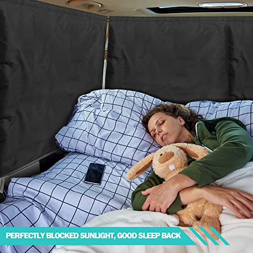 VANPET 99% Light Blocking Car Curtains, 1 Rear Seat Divider Curtain & 2 Rear Side Window Curtains, Car Curtains for Windows, Wide Sedan SUV Sunshade Covers Car Cabana(Extra Large Car Curtains 3 Pcs) - Image 3