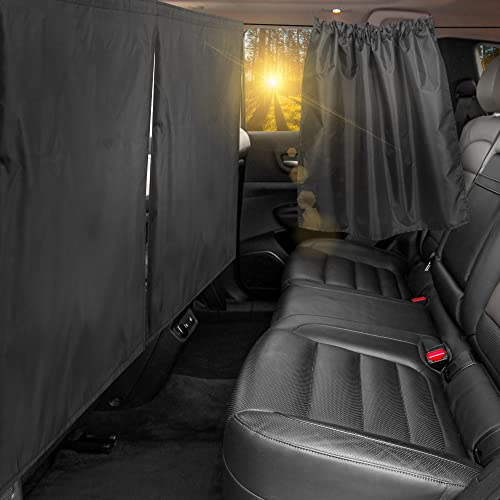 VANPET 99% Light Blocking Car Curtains, 1 Rear Seat Divider Curtain & 2 Rear Side Window Curtains, Car Curtains for Windows, Wide Sedan SUV Sunshade Covers Car Cabana(Extra Large Car Curtains 3 Pcs) - Image 1