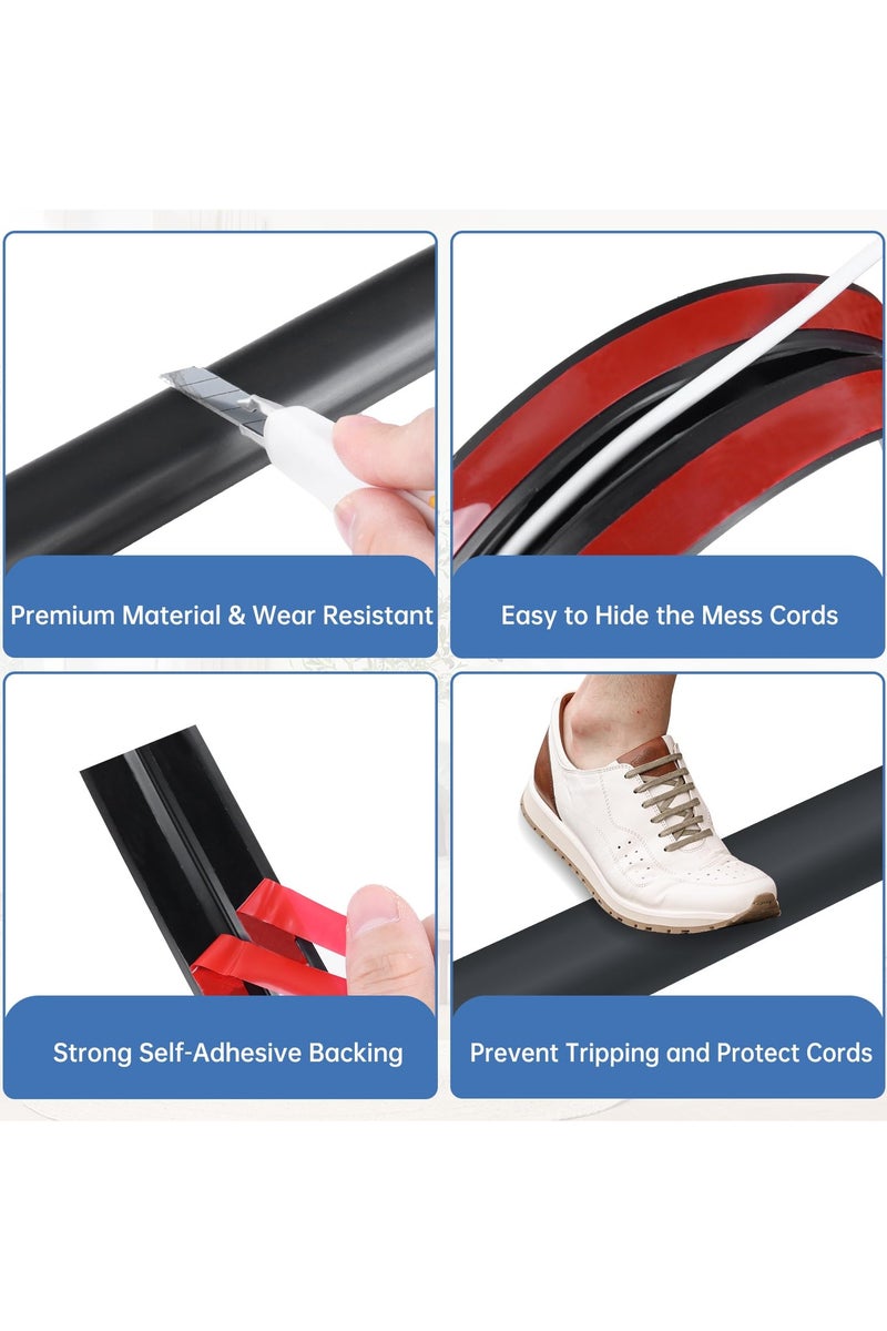 Flushrenic Floor Cord Cover ,Self Adhesive Cord Hider Floor Cable Management Power Cord Protector,Electric Cord Covers for Home, Offices, School, Cable Cavity.(2M) - Image 3