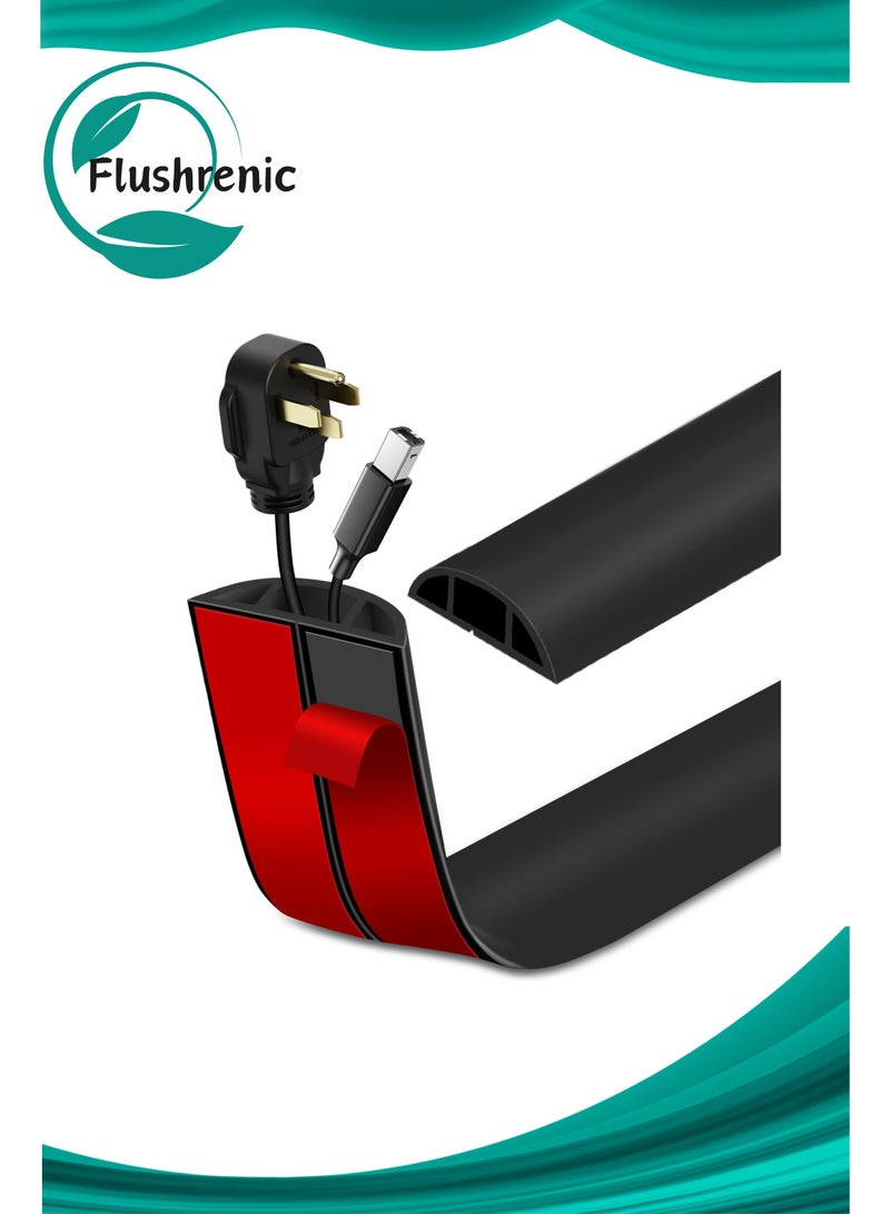Flushrenic Floor Cord Cover ,Self Adhesive Cord Hider Floor Cable Management Power Cord Protector,Electric Cord Covers for Home, Offices, School, Cable Cavity.(2M) - Image 1