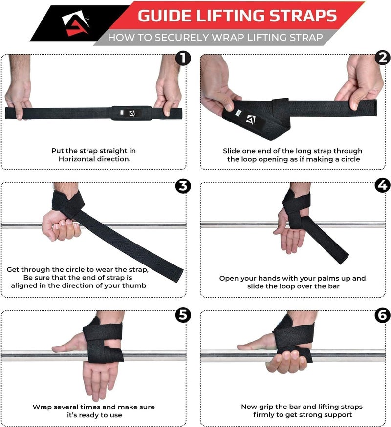 AQF Lifting Wrist Straps for Weightlifting, Powerlifting & Deadlifts – 23” Neoprene Padded Cotton Straps for Strength Training & Gym Workouts - Maximum Grip Support for Men & Women - Image 5