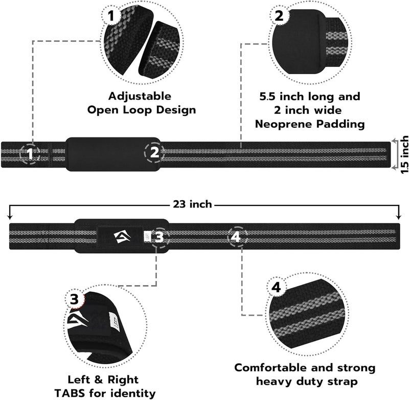 AQF Lifting Wrist Straps for Weightlifting, Powerlifting & Deadlifts – 23” Neoprene Padded Cotton Straps for Strength Training & Gym Workouts - Maximum Grip Support for Men & Women - Image 2