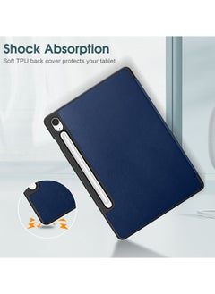 Wtech Smart Flip Auto Awake/Auto Sleep Leather Texture Case Cover For Samsung Galaxy Tab S9 FE 5G 2023 (X516B, X510) 10.9 Inch Navy Blue  - Image 5