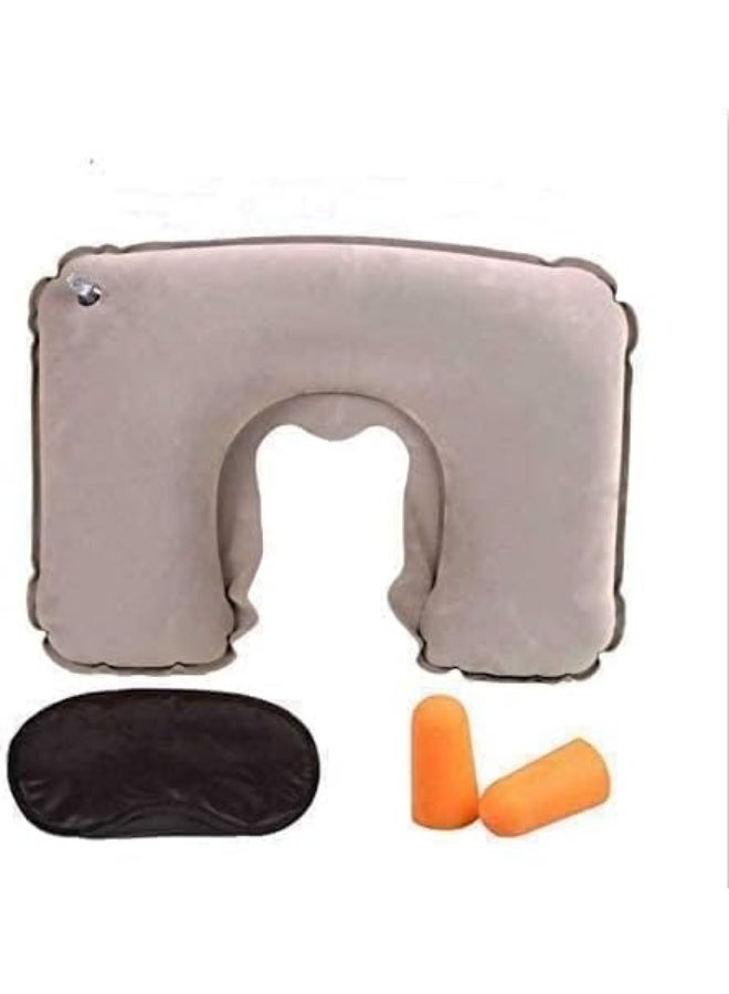 Travel Pillow, Airplane head strap with Sleep Eye Mask, pillow , and earplugs Airplanes Essentials for Long Flight, Car Road Trip, RANDOM COLOUR - Image 1