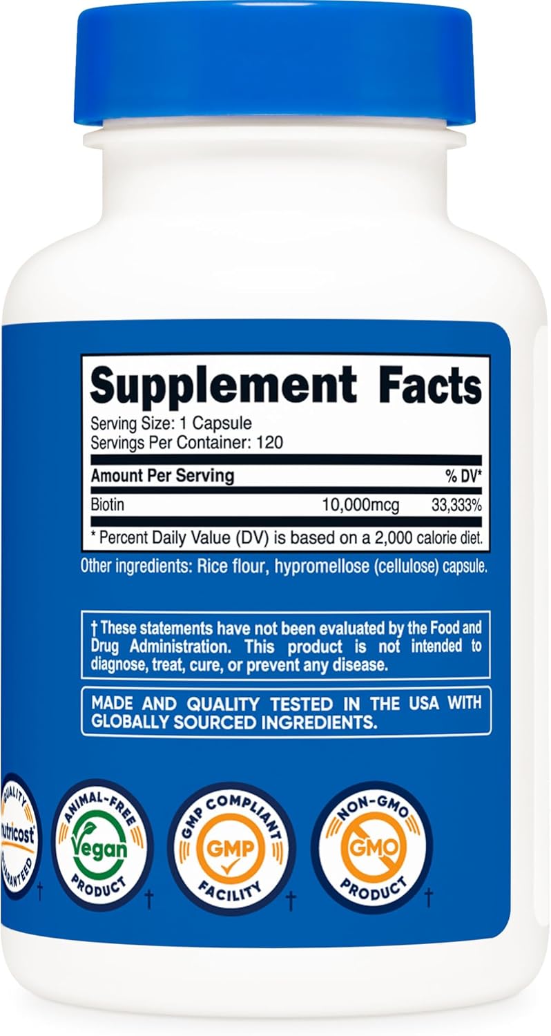 Nutricost Biotin Vitamin B7 10000mcg 10mg 120 Capsules  Vegan Gluten Free NonGMO - Image 5