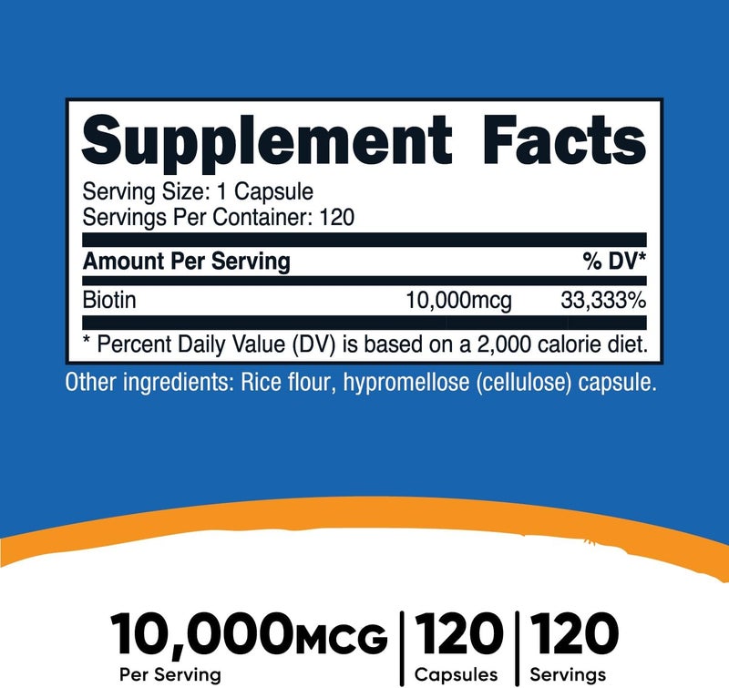 Nutricost Biotin Vitamin B7 10000mcg 10mg 120 Capsules  Vegan Gluten Free NonGMO - Image 2