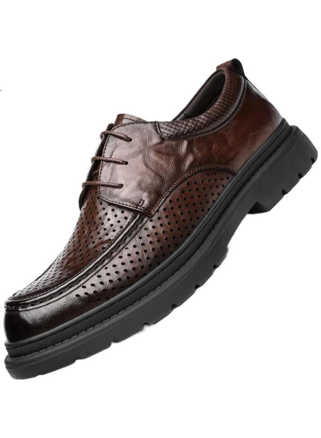 Cartelo Men'S Handmade Leather Shoes Breathable Hollow Business Casual Shoes Men 9804 Brown Size 41 - Image 3