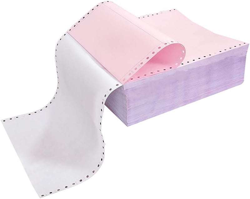 FirstZi 9-1/2 x 11 Inches NCR Continuous Feed Computer Paper 2-Ply, 1000 Count Carbonless Copy Paper for Dot Matrix Printers, 2-Part 500 Sets, Margin Perforated, White/Pink - Image 1