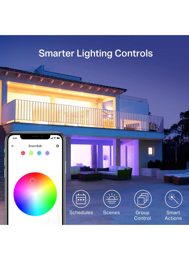 Kasa Smart - Light Bulbs Full Color Changing Dimmable Smart Wifi Bulbs Compatible With Alexa And Google Home A19 9W 800 Lumens 2.4Ghz Only No Hub Required 4 Pack Multicolor Kl125P4 - Image 1