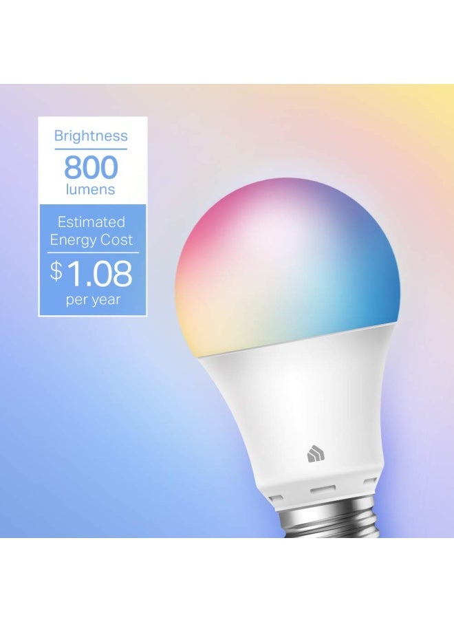 Kasa Smart - Light Bulbs Full Color Changing Dimmable Smart Wifi Bulbs Compatible With Alexa And Google Home A19 9W 800 Lumens 2.4Ghz Only No Hub Required 4 Pack Multicolor Kl125P4 - Image 1