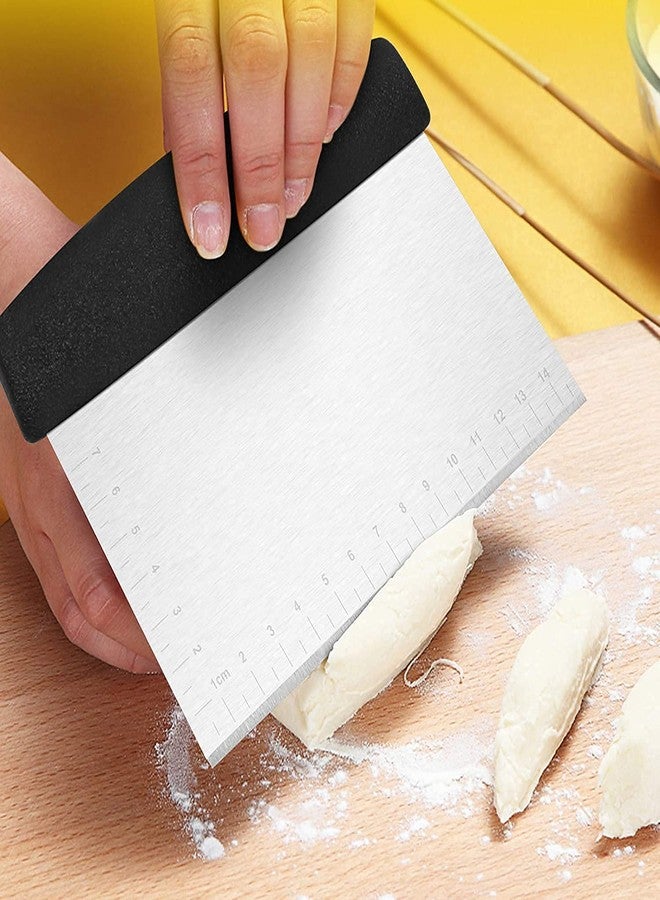 Baking Set Stainless Steel Dough Cutter Scraper with Handle, Multipurpose Large Metal Pastry Baking Chopper for Kitchen Pizza Bread Pastry Cutter Scraping Tool with Measuring Scale - Image 4
