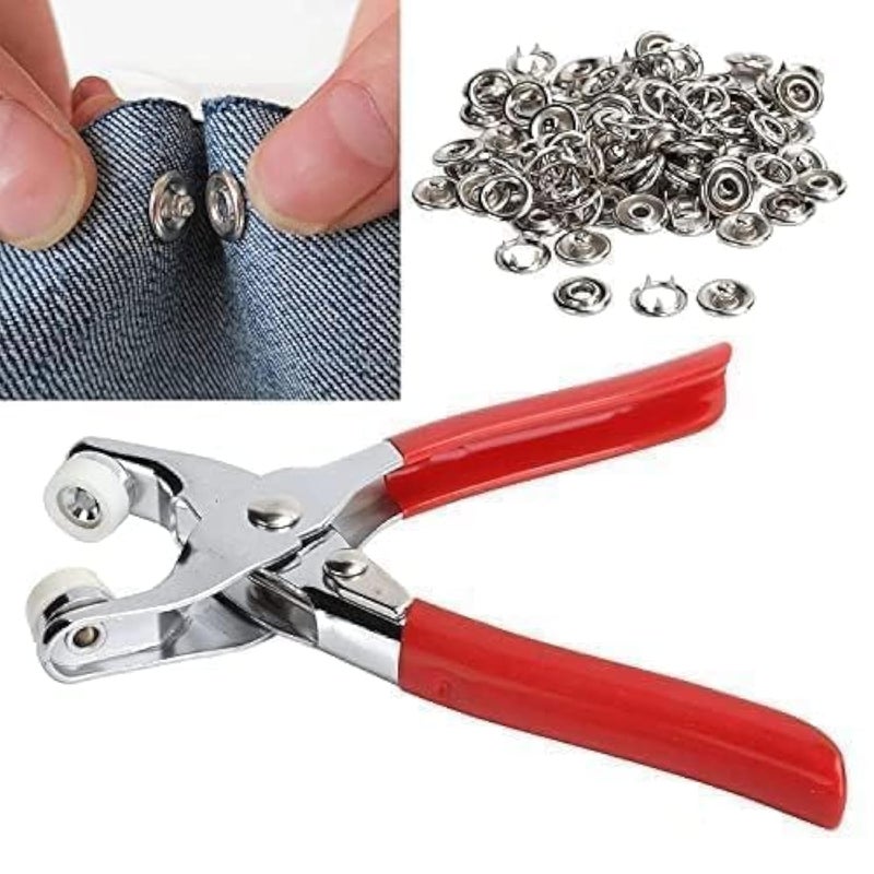 100 Sets Clothing Snap Buttons Metal Pliers Snap Buttons Set with Snap Pliers for Sewing Upgraded Leather Fabric Clothes, Shoes, Belts and Craftsmanship
