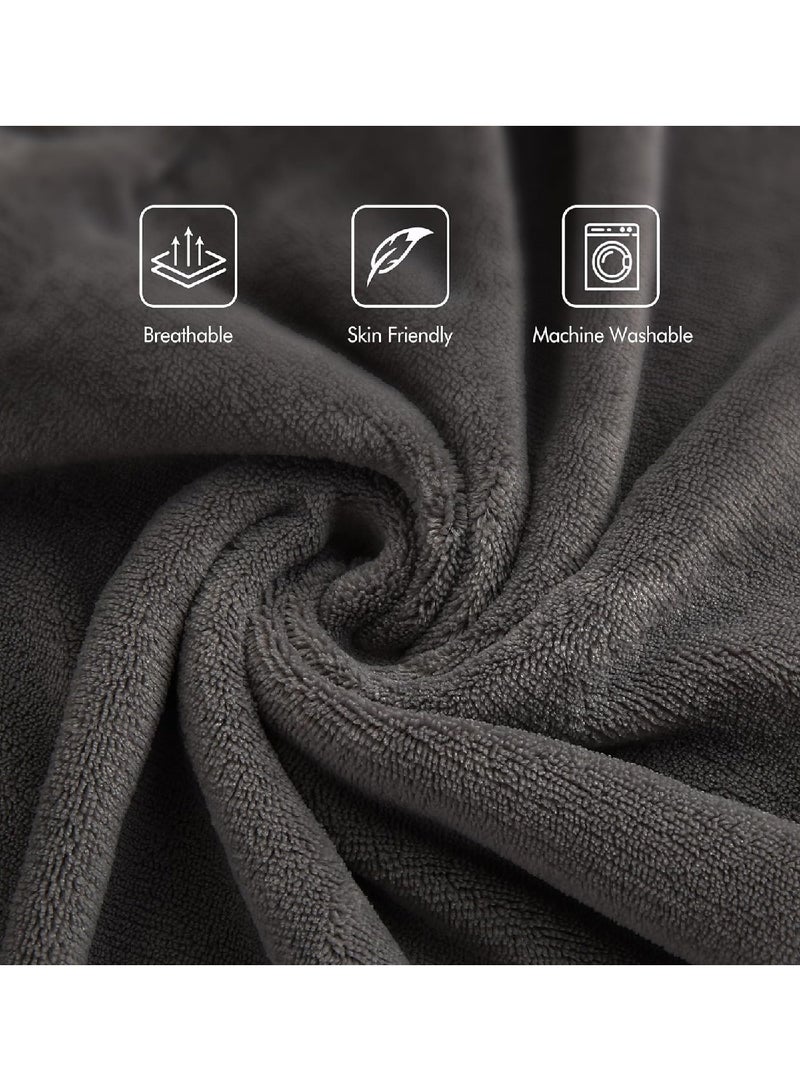 بطانية كهربائية قطيفة مريحة للغاية للتدفئة السريعة 157.48 سم × 213.36 سم، رمادي داكن - Image 3