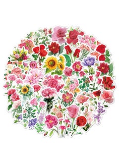Generic 50-Piece Colorful Flowers Cartoon Stickers Vinyl Aesthetic Sticker Laptop Stickers for Skateboard Guitar Travel Case Graffiti Sticker Door Luggage Car Bike Bicycle for Kids Teens Girls Adults  - Image 1