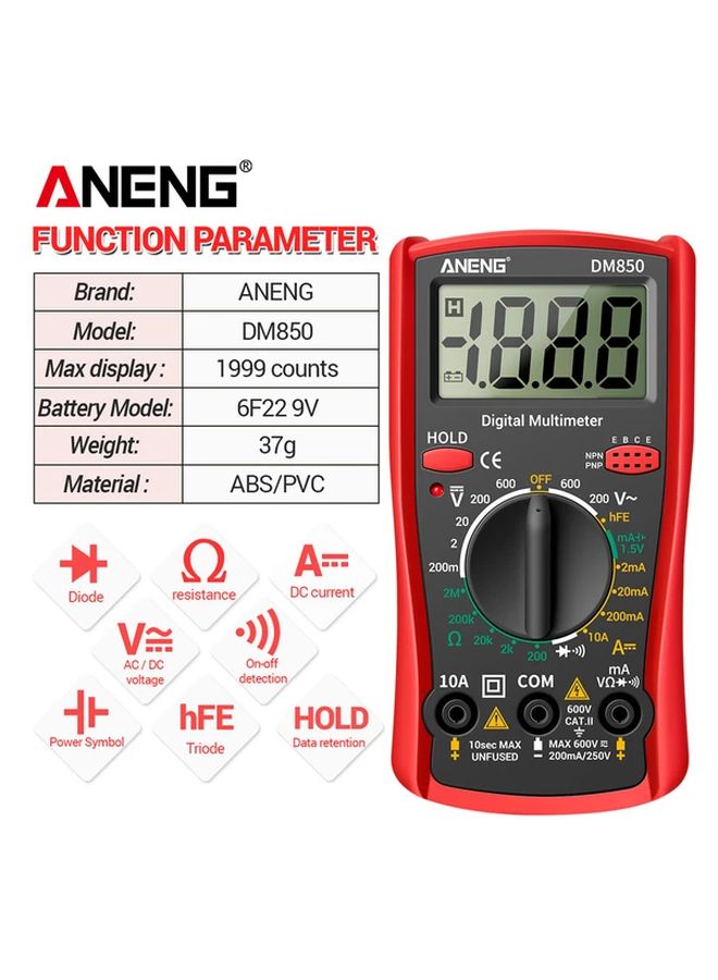ANENG DM850 Automatic Professional Digital Multimeter 1999 Counts Auto AC DC Voltage Tester Yellow With Box - Image 2