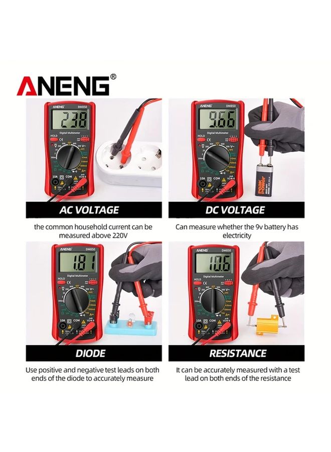 ANENG DM850 Automatic Professional Digital Multimeter 1999 Counts Auto AC DC Voltage Tester Yellow With Box - Image 4