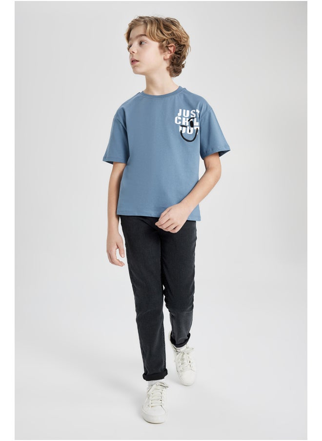 DeFacto - Boy Oversize Fit Crew Neck Knitted Short Sleeve T-Shirt - Image 1