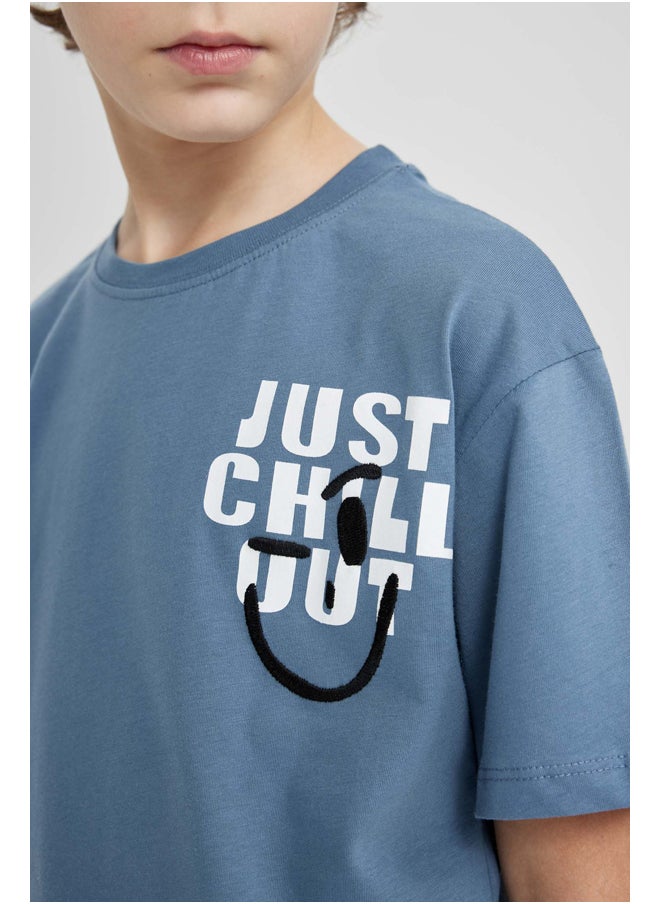 DeFacto - Boy Oversize Fit Crew Neck Knitted Short Sleeve T-Shirt - Image 1