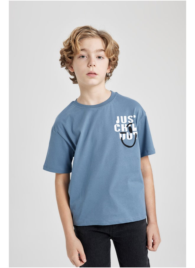 DeFacto - Boy Oversize Fit Crew Neck Knitted Short Sleeve T-Shirt - Image 1