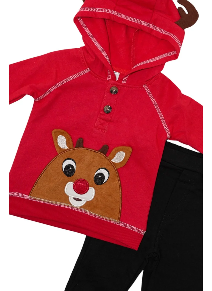 Bambimici Bambimici Animal Hoodie with Pyjama - Red