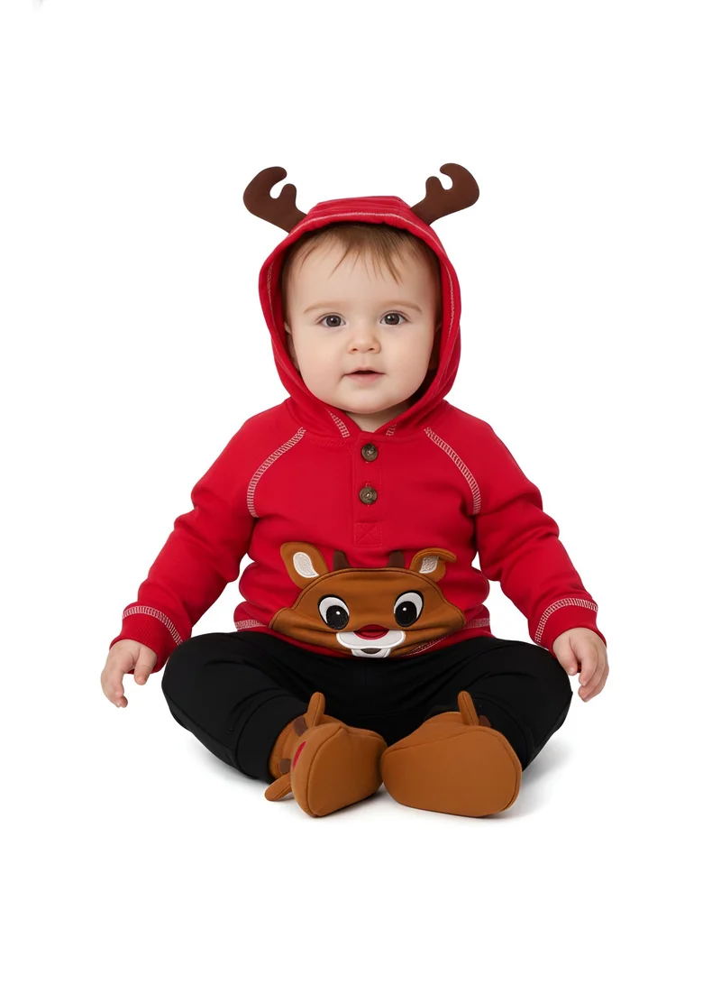 Bambimici Bambimici Animal Hoodie with Pyjama - Red