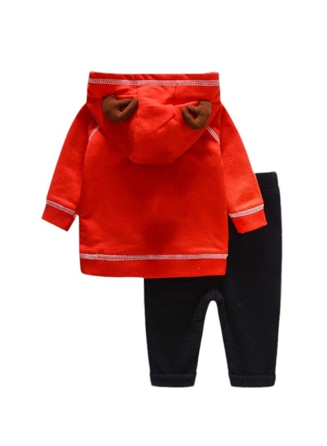 Bambimici Bambimici Animal Hoodie with Pyjama - Red  - Image 1