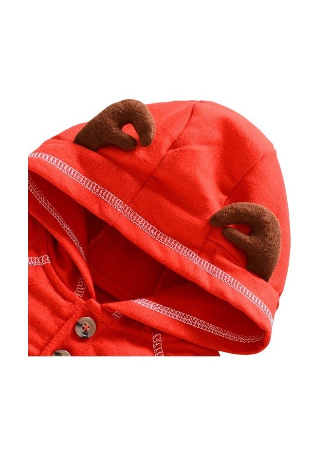 Bambimici Bambimici Animal Hoodie with Pyjama - Red  - Image 3