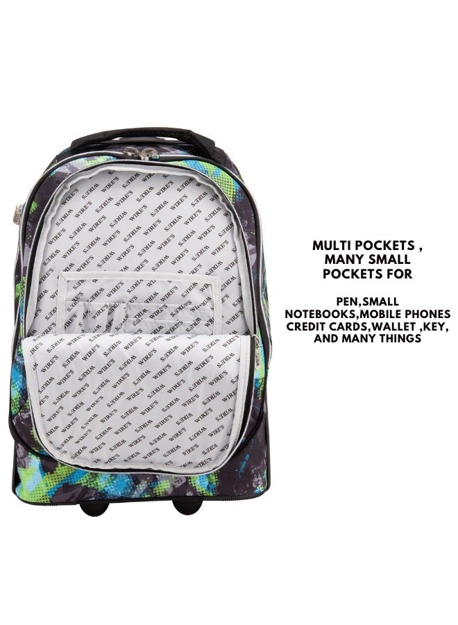 Wires 3 Piece Kids School Trolley Bag laptop compartment Big Wheels With Lunch bag & Pencil Case  - Image 5