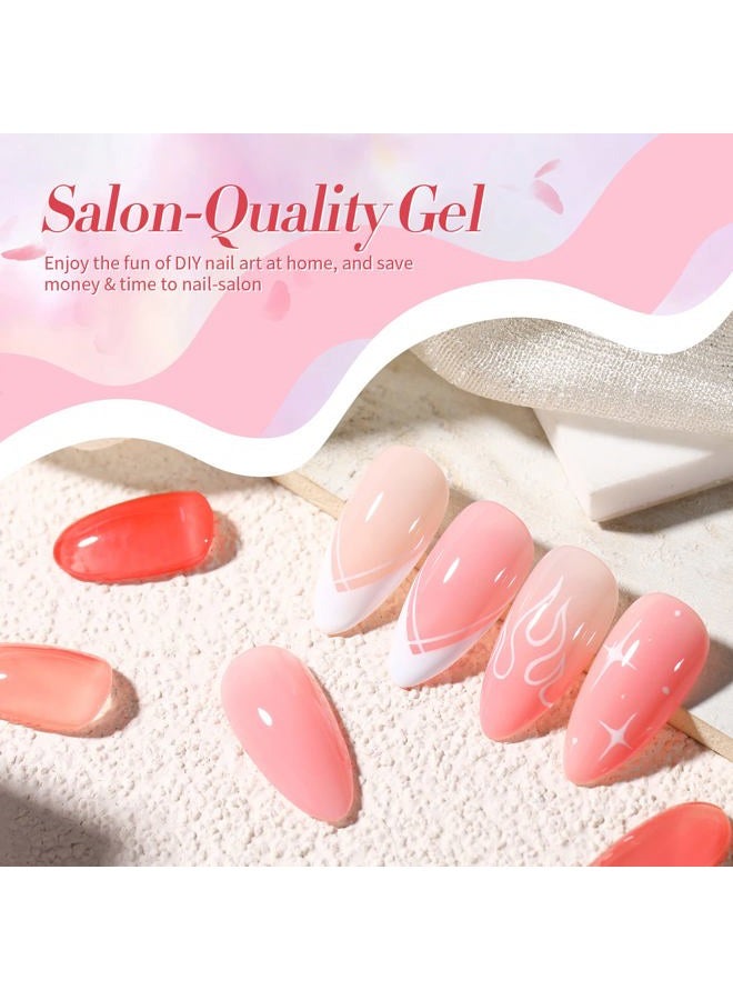 Born Pretty Jelly Gel Nail Polish Set Sheer Jelly Nude Pink Gel Polish Crystal Transparent Gel Polish Set Nail Art Varnish Manicure Collection Gift Set 7ML 6PCS - Image 2