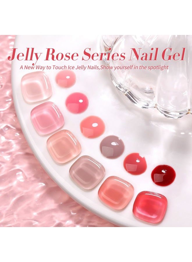 Born Pretty Jelly Gel Nail Polish Set Sheer Jelly Nude Pink Gel Polish Crystal Transparent Gel Polish Set Nail Art Varnish Manicure Collection Gift Set 7ML 6PCS - Image 3