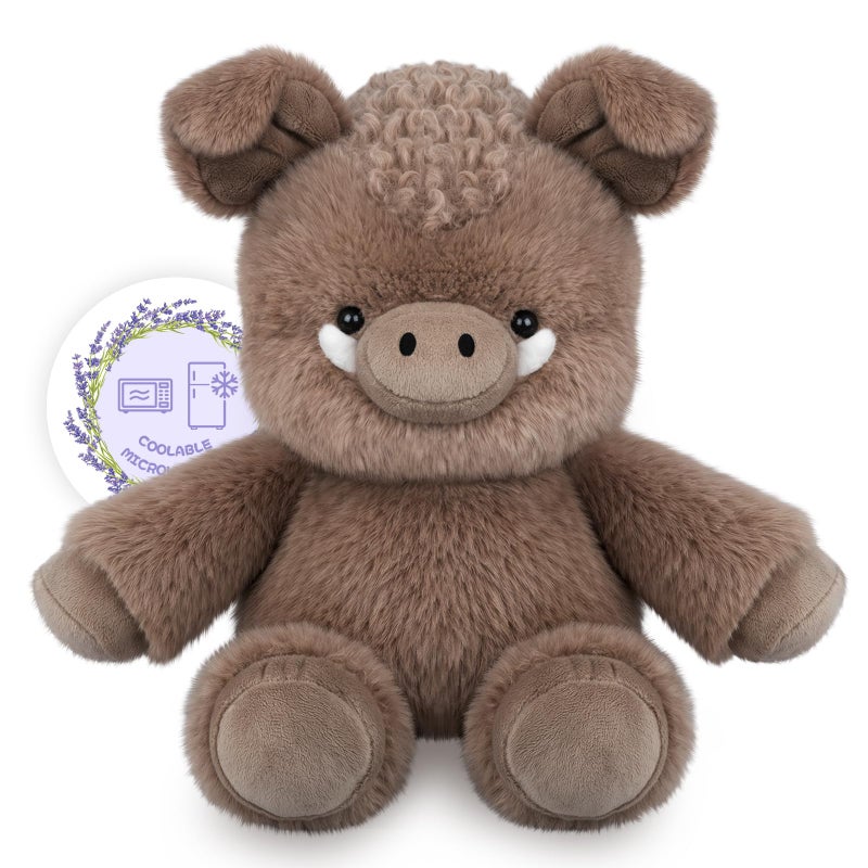 SuzziPals Heatable Coolable Wild Boar Stuffed Animal Microwavable Heating Pad for Soothing Warmth Relaxation Pig Stuffed Animal Toys for Companion Stress Relief Pig Gift for Adults Kids - Image 3