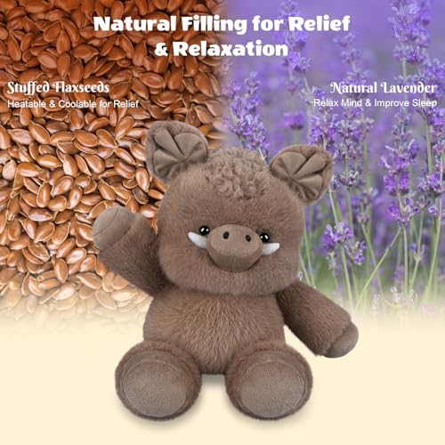 SuzziPals Heatable Coolable Wild Boar Stuffed Animal Microwavable Heating Pad for Soothing Warmth Relaxation Pig Stuffed Animal Toys for Companion Stress Relief Pig Gift for Adults Kids - Image 5