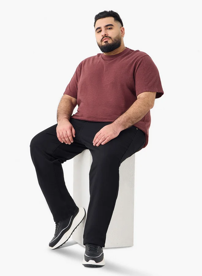 Splash FAV Plus Size Textured Crew Neck T-shirt