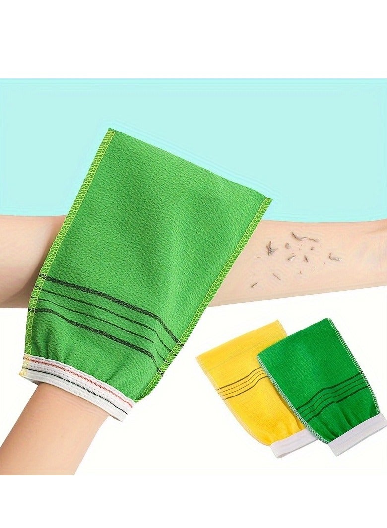 2 Pcs Exfoliating Shower Gloves & Towel Set - Soft, Gentle Body Scrubber For Massage And Skin Care, Essential Bath Accessories  - Image 1