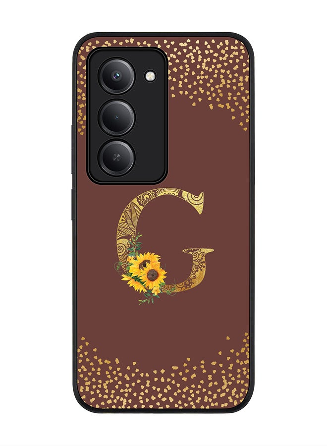Stylizedd For Xiaomi Redmi 15 5G Case,Slim fit Camera Protection, Shockproof Thin Phone cover  - Custom Floral Monogram - G  (Brown ) - Image 1