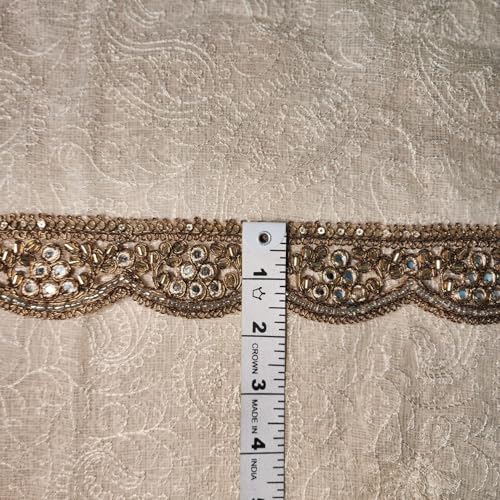 Mohan Shoppe Antique Color Beads Work Cutwork Lace for Suits Bags Dresses Dupatta etc. Pack of 1 roll (9 Meters) Approx. - Image 2