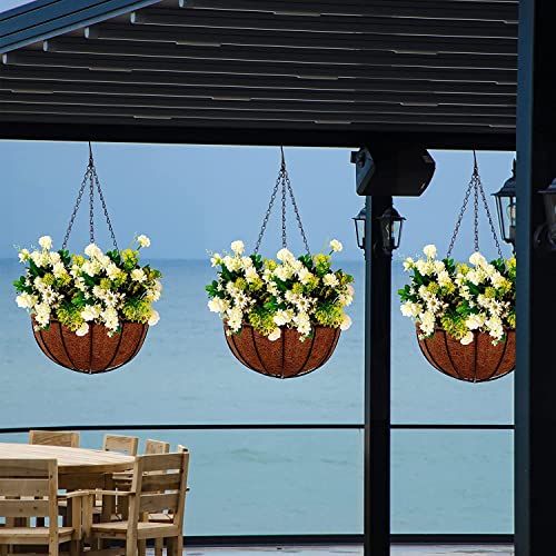 Tim Tim Agro Hanging Planters Basket Outdoor Indoor (12 Inch 4 Pack)-Coconut Coir Hanging Baskets For Plants Outdoor,Metal Wire Baskets With Coco Liner Window Box Planters,Hanging Flower Pots(Brown) - Image 4