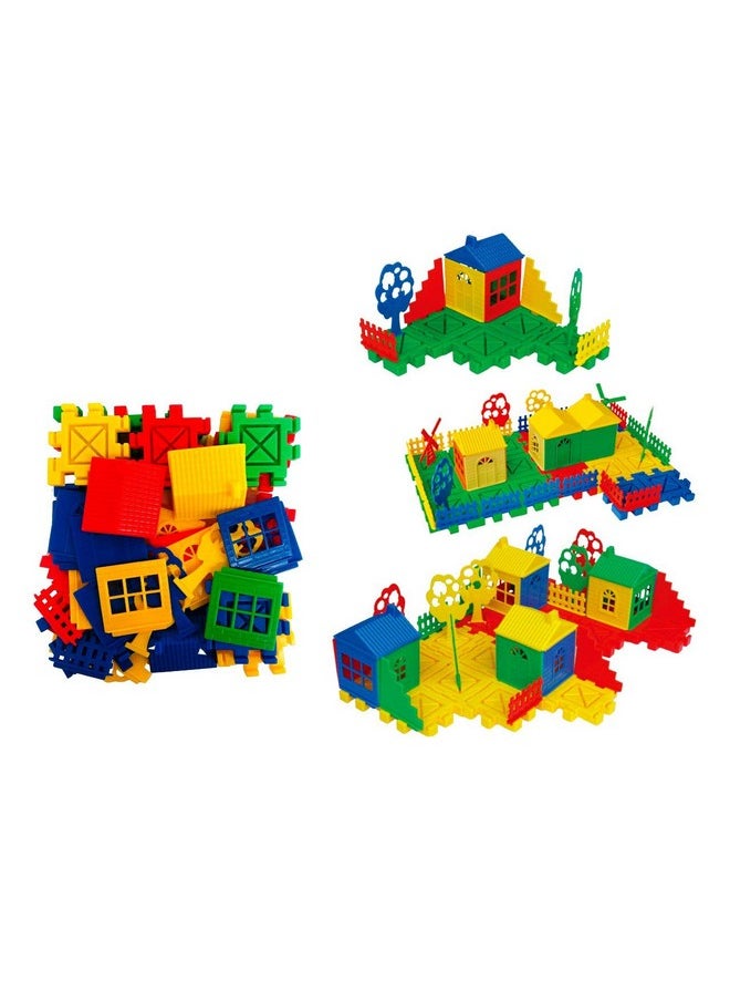 Vibgyor Vibes - Vibgyor Vibes Home/House Building Blocks (Bigger 7.9 cm Blocks with Smooth Edges and Finishing) Comes Along with Trees Windows, Steps/Stairs, Fence(45 Pieces) - Image 1