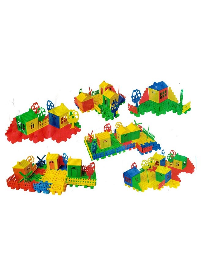 Vibgyor Vibes - Vibgyor Vibes Home/House Building Blocks (Bigger 7.9 cm Blocks with Smooth Edges and Finishing) Comes Along with Trees Windows, Steps/Stairs, Fence(45 Pieces) - Image 1