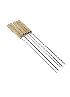 VIO Stainless Steel Flat Barbecue Grill Skewers for Meat Shrimp Chicken Vegetables with Wooden Handle Shish Kabab Sticks Marshmallow Roasting Sticks Hot Dog Forks for BBQ Grilling  - Image 1