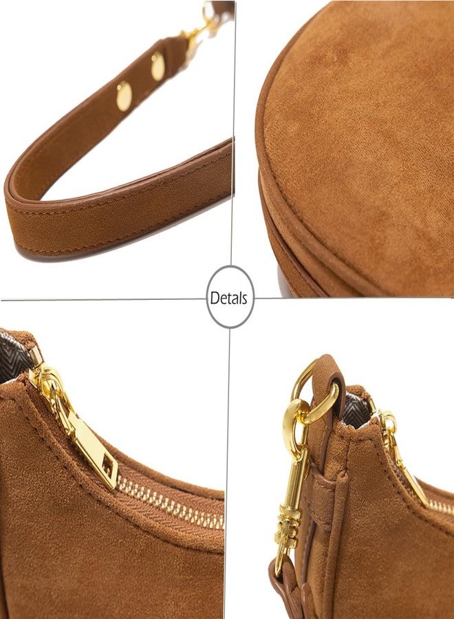 Zhoujazbb Women Suede Purse Crescent Bag Cute Hobo Crossbody Shoulder Bag with Adjustable Strap - Image 2