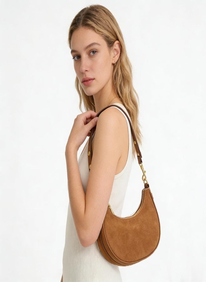 Zhoujazbb Women Suede Purse Crescent Bag Cute Hobo Crossbody Shoulder Bag with Adjustable Strap - Image 5