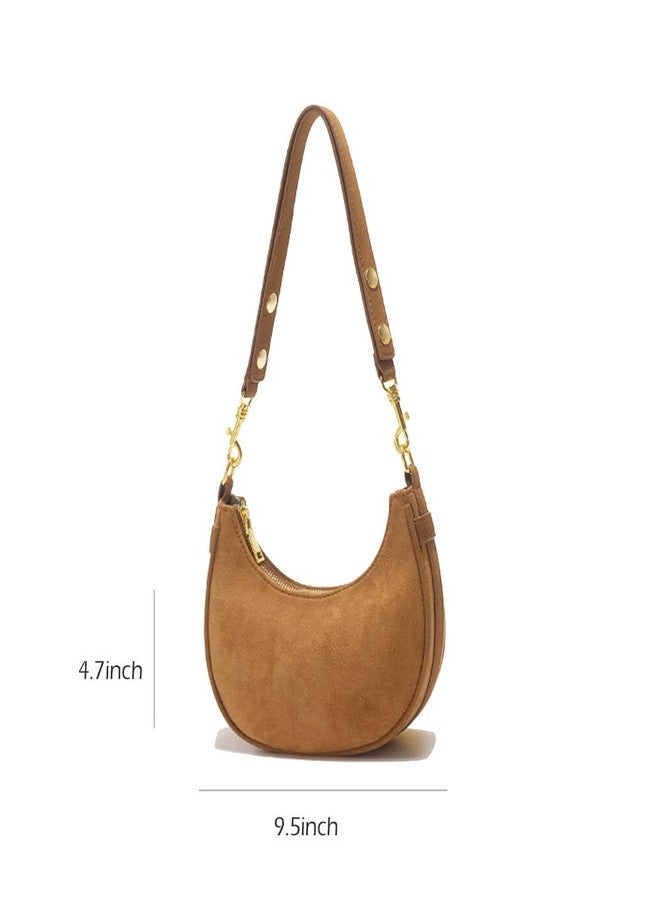 Zhoujazbb Women Suede Purse Crescent Bag Cute Hobo Crossbody Shoulder Bag with Adjustable Strap - Image 3