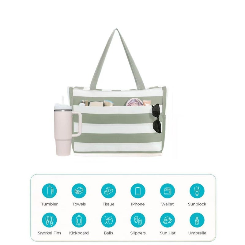 Multifunctional Beach Tote Bag Waterproof Sandproof 38L Large Capacity Travel Shoulder Bag - Image 2