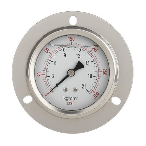 IONIX Bottom Entry Water Pressure Gauge 21 kg/cm² | 300 PSI | Stainless Steel Body | Brass Connector | Water Filter, RO, Geyser & Booster Pump Compatible - Image 3
