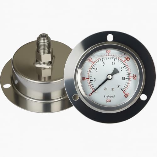 IONIX Bottom Entry Water Pressure Gauge 21 kg/cm² | 300 PSI | Stainless Steel Body | Brass Connector | Water Filter, RO, Geyser & Booster Pump Compatible - Image 1